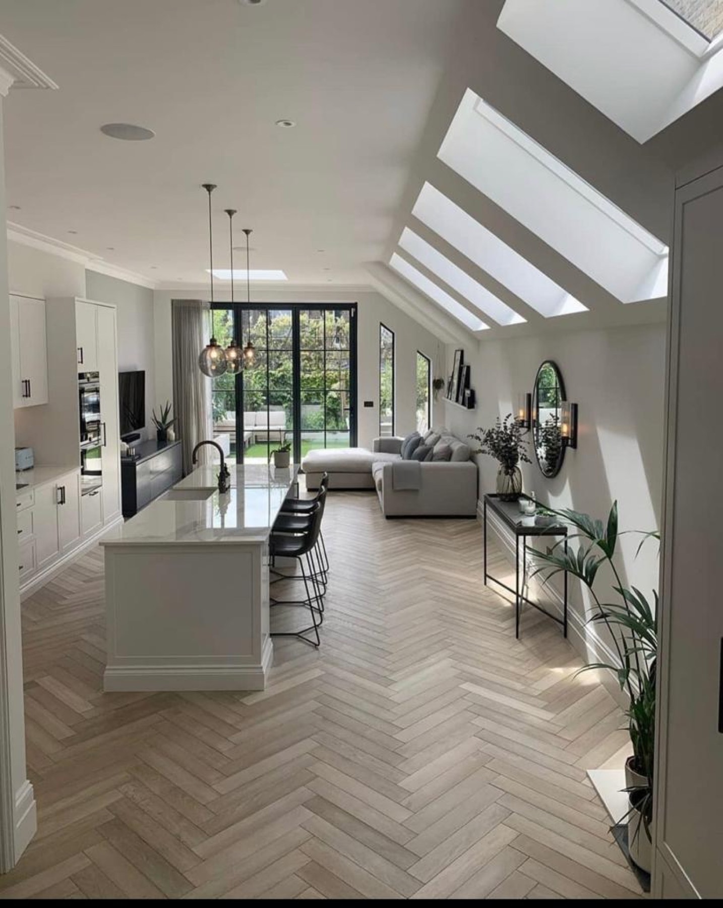 Side return kitchen with rooflights